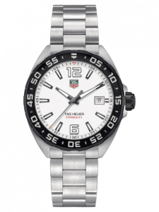 TAG HEUER FORMULA 1 WAZ1111.BA0875 DATE QUARTZ GENTS WHITE STEEL SPORTS WATCH